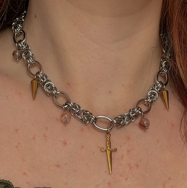 Collier ARMURE quartz hematoide 