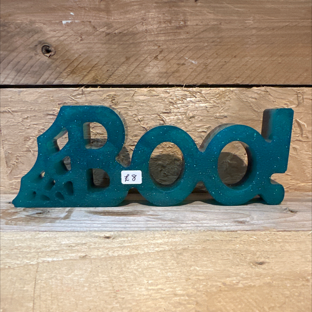 Resin Glittery Boo Sign 