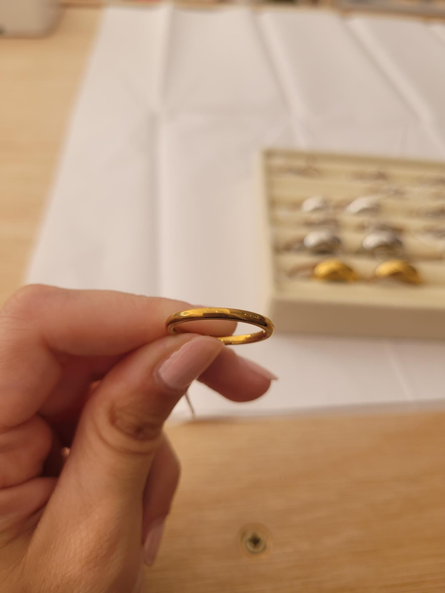 Gold stainless steel simple band ring - Size Q - SL-058