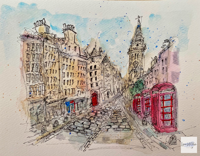 The Royal Mile, Edinburgh - Original Watercolour & Pen Sketch