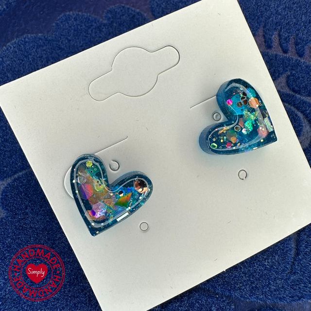 Earring Studs - Blue Hearts