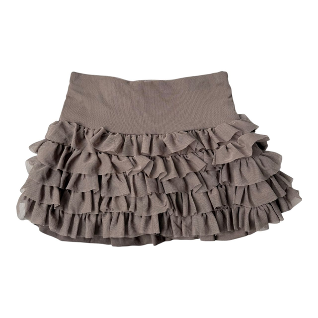 y2k coquette brown ruffle mesh mini skirt 