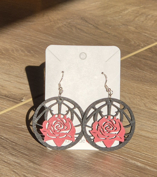 Rose &amp; Black Earrings   