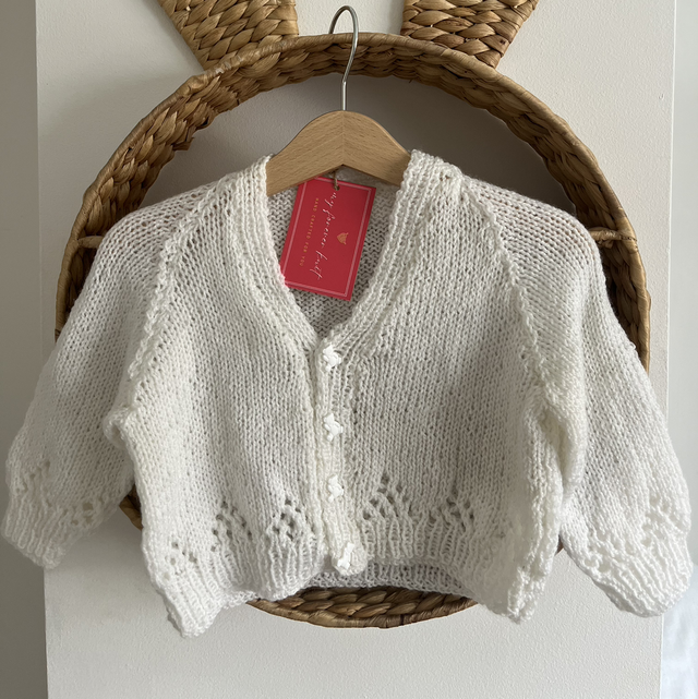White hand knitted cardigan 