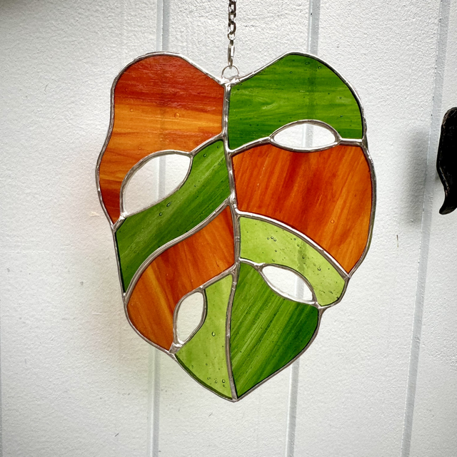 Feuille de Monstera (orange et verte)