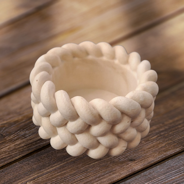 Teelichthalter "Braided" Beige