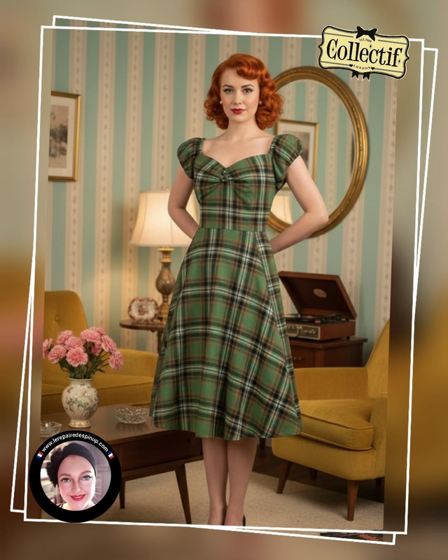 Robe Collectif Dolorès Green Tartan T46