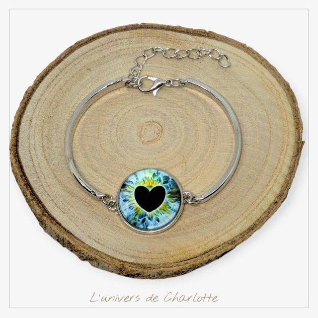 Bracelet &quot;Turquoise&quot; coeur acier C-05
