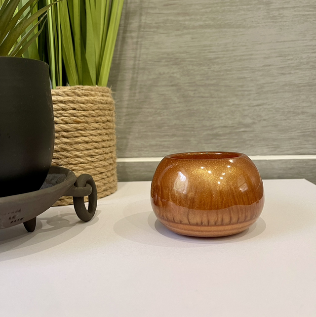 Pot porte bougie ou vide poche cuivré 