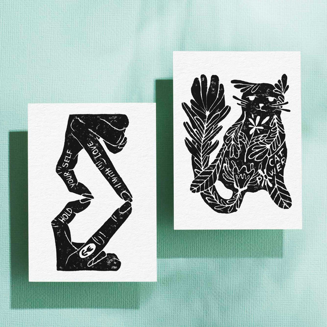 Linogravure "Cat Power" - lesbianisme