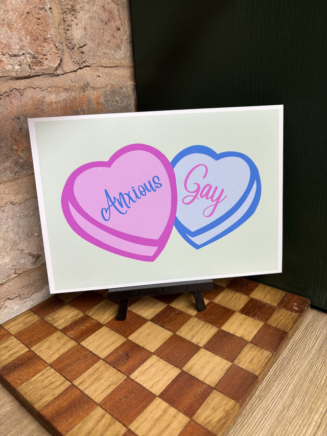 Anxious Gay Love Heart A5 Print