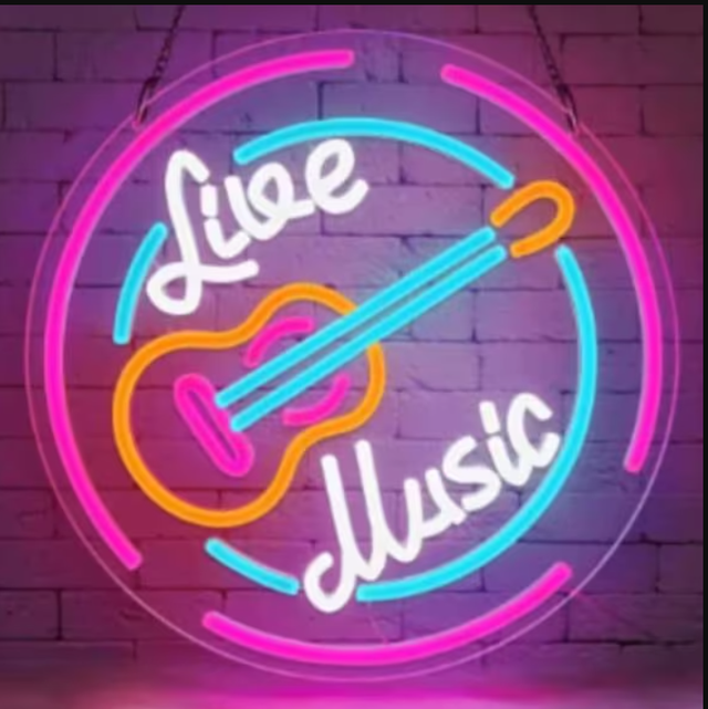 LED lamp neon stijl Live Music (33x33cm)