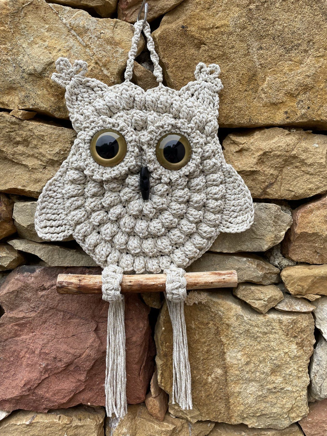 Hibou mural crochet