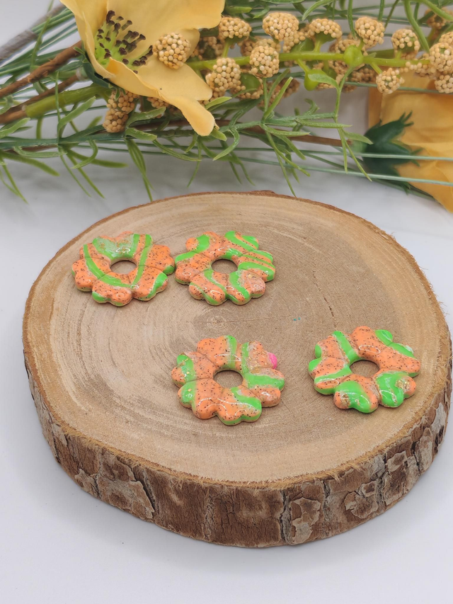 Fleurs Leady Marbré Orange/Vert Fluo