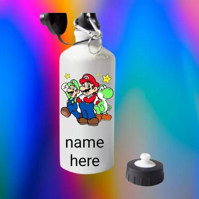 Mario water bottle with free personalisation 