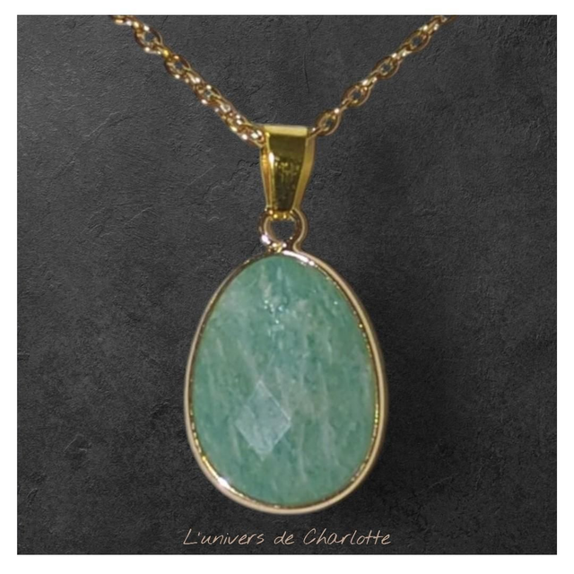 Pendentif &quot;Amazonite&quot; sur chaîne PN-500