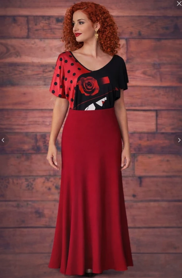 397 Taille XL Jupe longue bohème rouge 