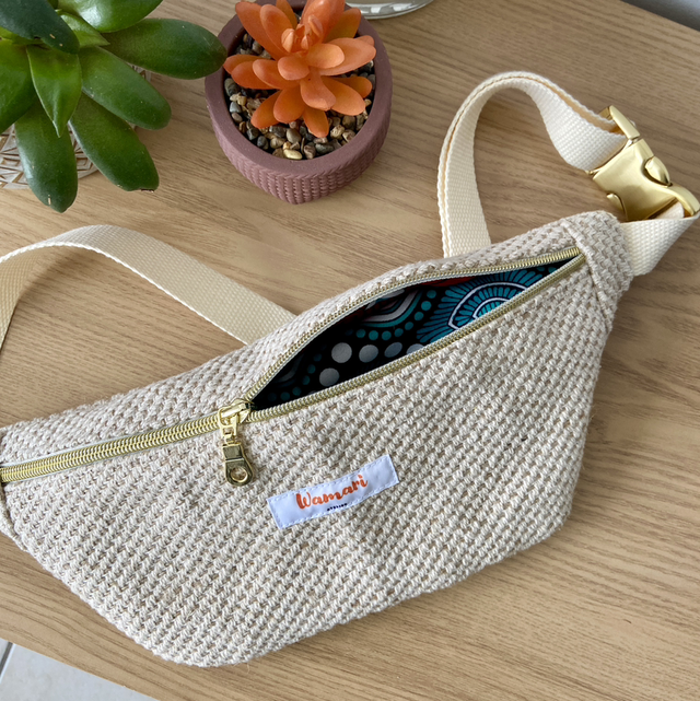 Sac banane effet maille - Intérieur vert