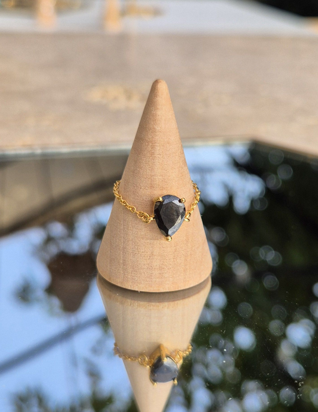 Bague chaine ajustable NOIRE