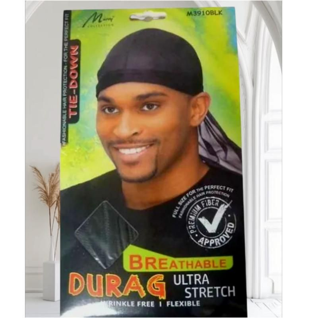 Magic Collection Tie Down Durag – Breathable Black | Hair Styling & Protection