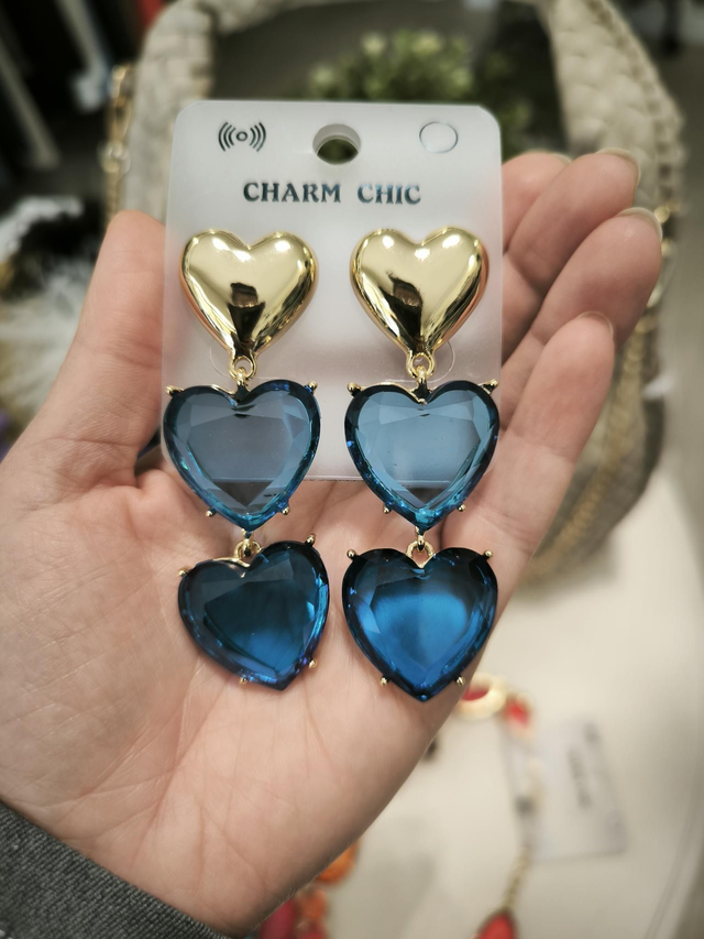 Orecchini cuori blu