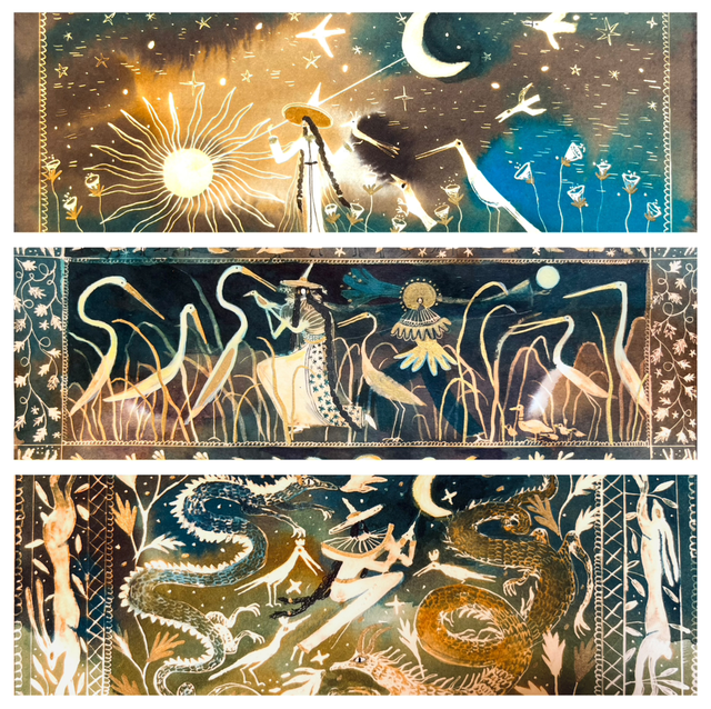 SÉRIE DE 3 ILLUSTRATIONS  ( FORMAT LETTRE )