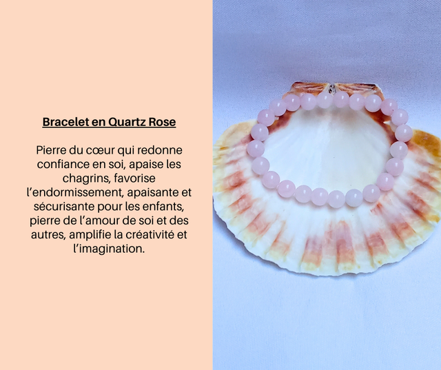 241- Bracelet en Quartz Rose- 8 mm