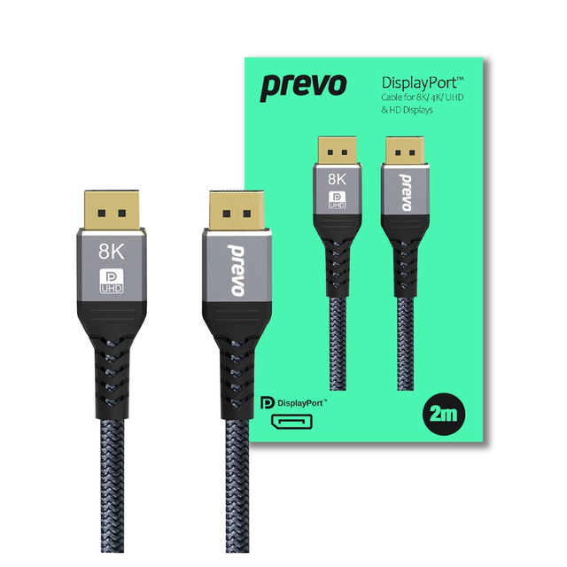 Prevo DP14-2M DisplayPort Cable, DisplayPort 1.4 (M) to DisplayPort 1.4 (M)