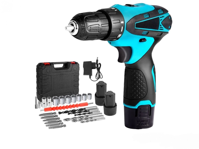 Trapano avvitatore 18v doppia batteria da 1.5ah con 24 accessori "LLD