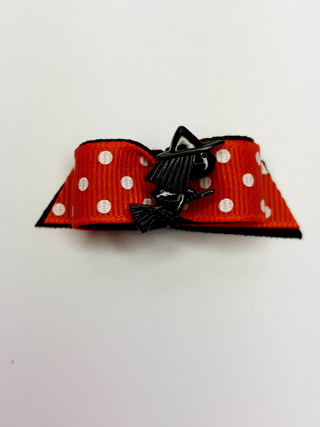 Noeud pour chien simple coque-halloween-sorcière sur son balai