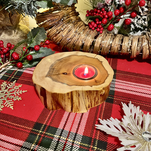 Handcrafted Yew Wood Tealight Holder