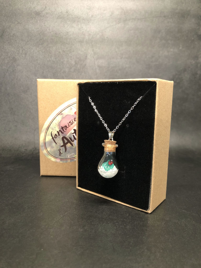 Pendentif trèfle à 4 feuilles neige