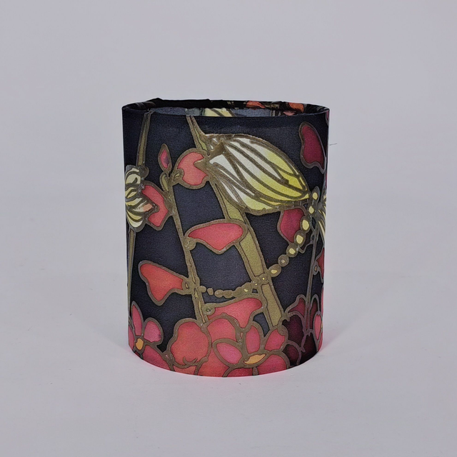 Black dragon hand painted silk tealight holder  