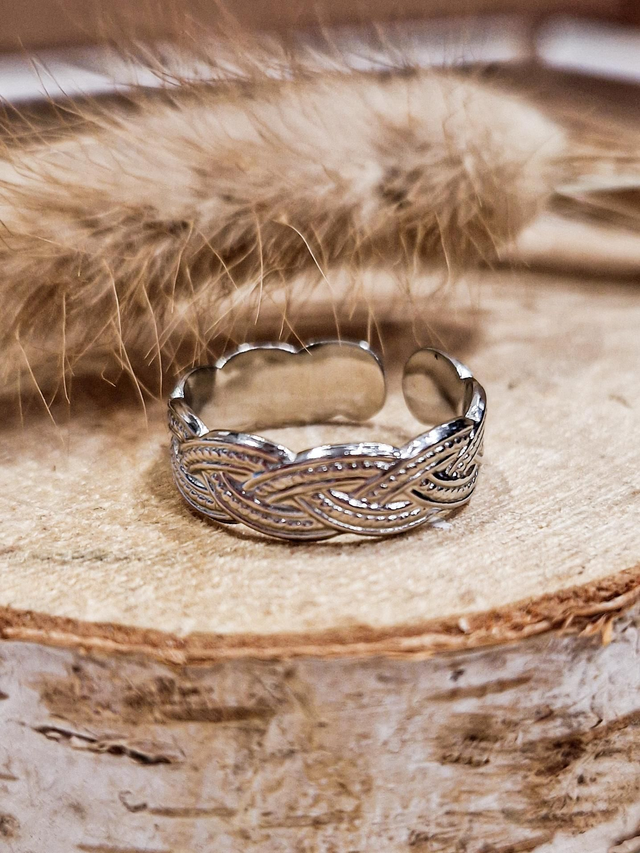 Bague "Tresses" - Modèle argenté 