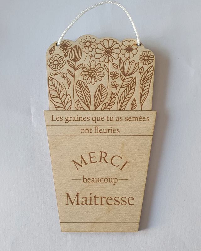 Décoration pot de fleurs &quot;Merci maitresse&quot;
