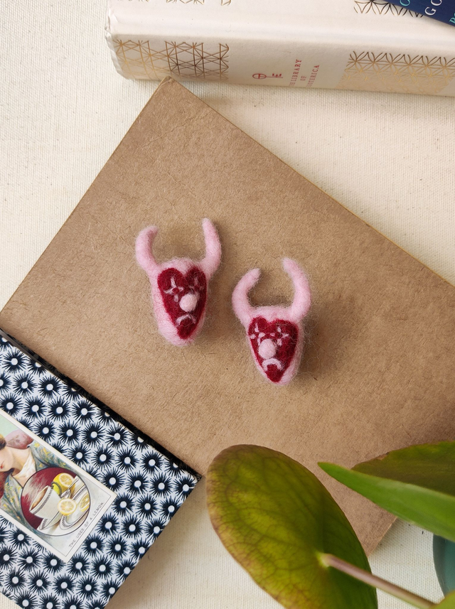 Sad Clown Brooch // Pink and Red