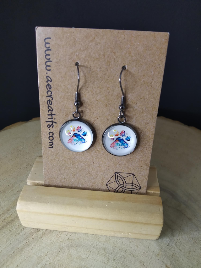 Boucles d&#039;oreilles cabochons patte couleurs 2