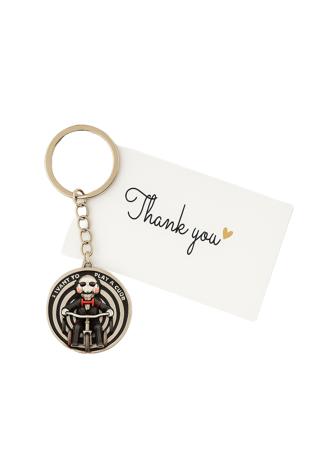 Metall-Schlüsselanhänger „I Want to Play a Game“ – Kultiges Design für Fans