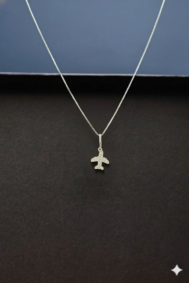 Pingente prata avião zircônias