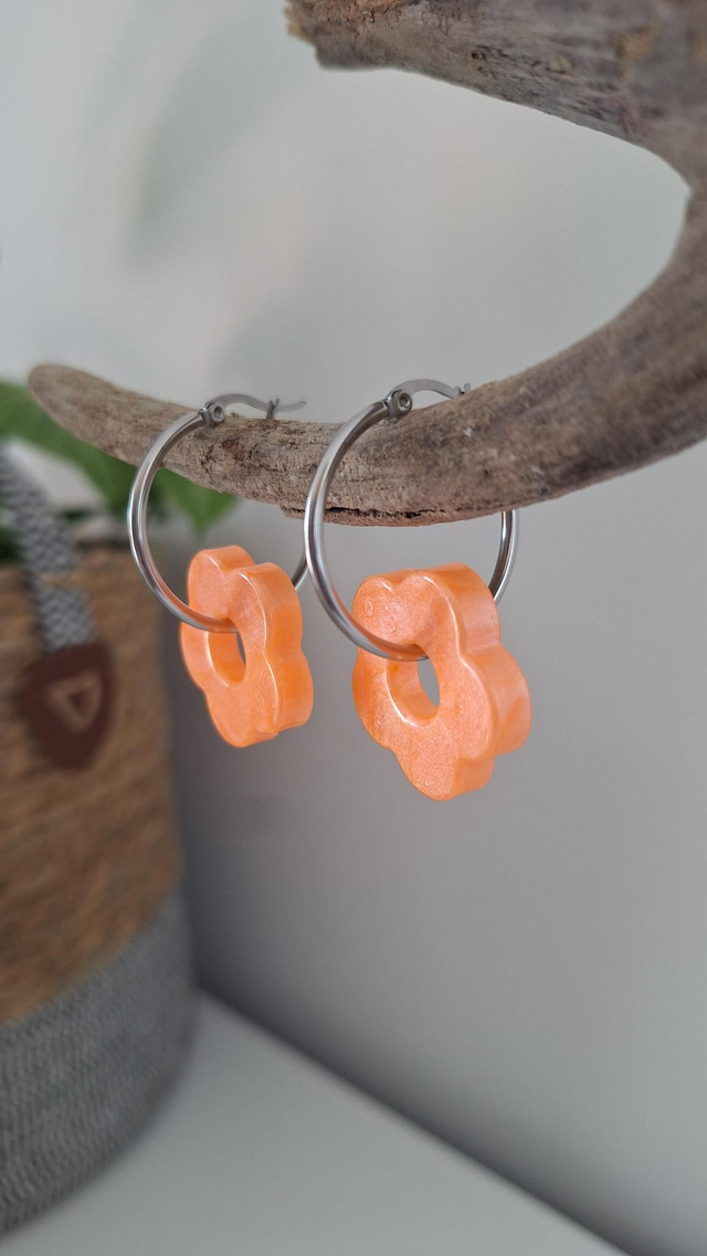 Boucles oreilles créoles oranges