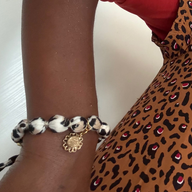 Bracelet en tissu imprimé panthère 