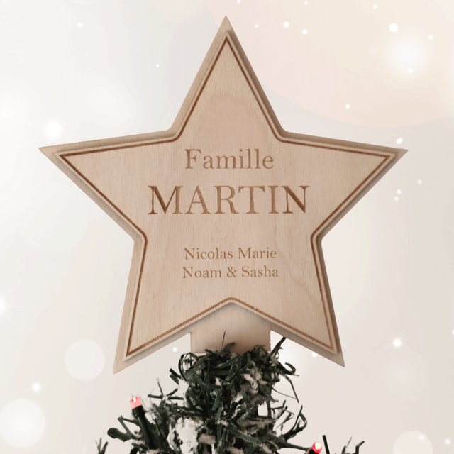 Décoration étoile pointe de sapin "FAMILLE (nom de famille)"
