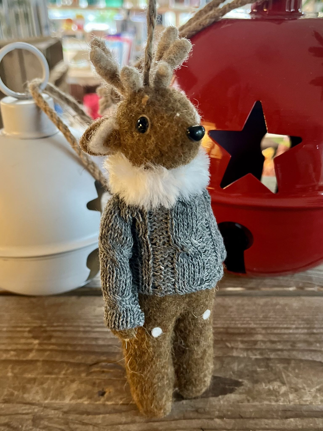 Felt Deer in Jumper Hanging Decoration 