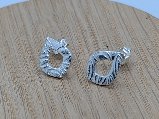 Large Open Drop Textured Earrings