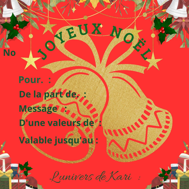 Carte-cadeau joyeux Noël