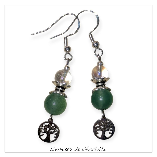 Boucles d&#039;oreilles &quot;Aventurine verte&quot; BO-154