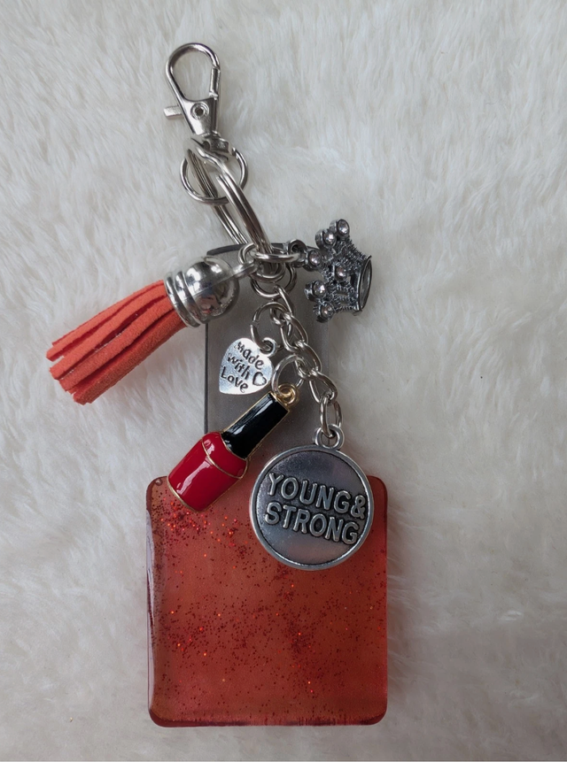 Nail Polish Themed Keyring (Black & Red Design)