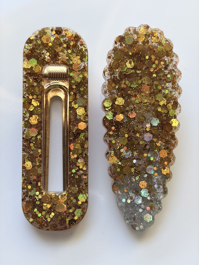 DUO BARRETTES OR &amp; ARGENT