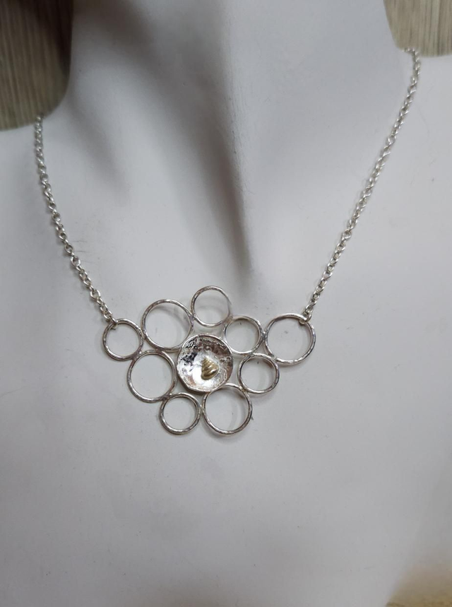 Oyster shell with Bronze shell inside on multi loop pendant 