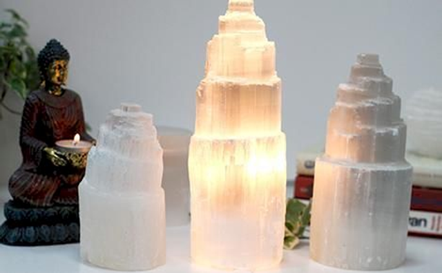 Selenite Tower Lamps
